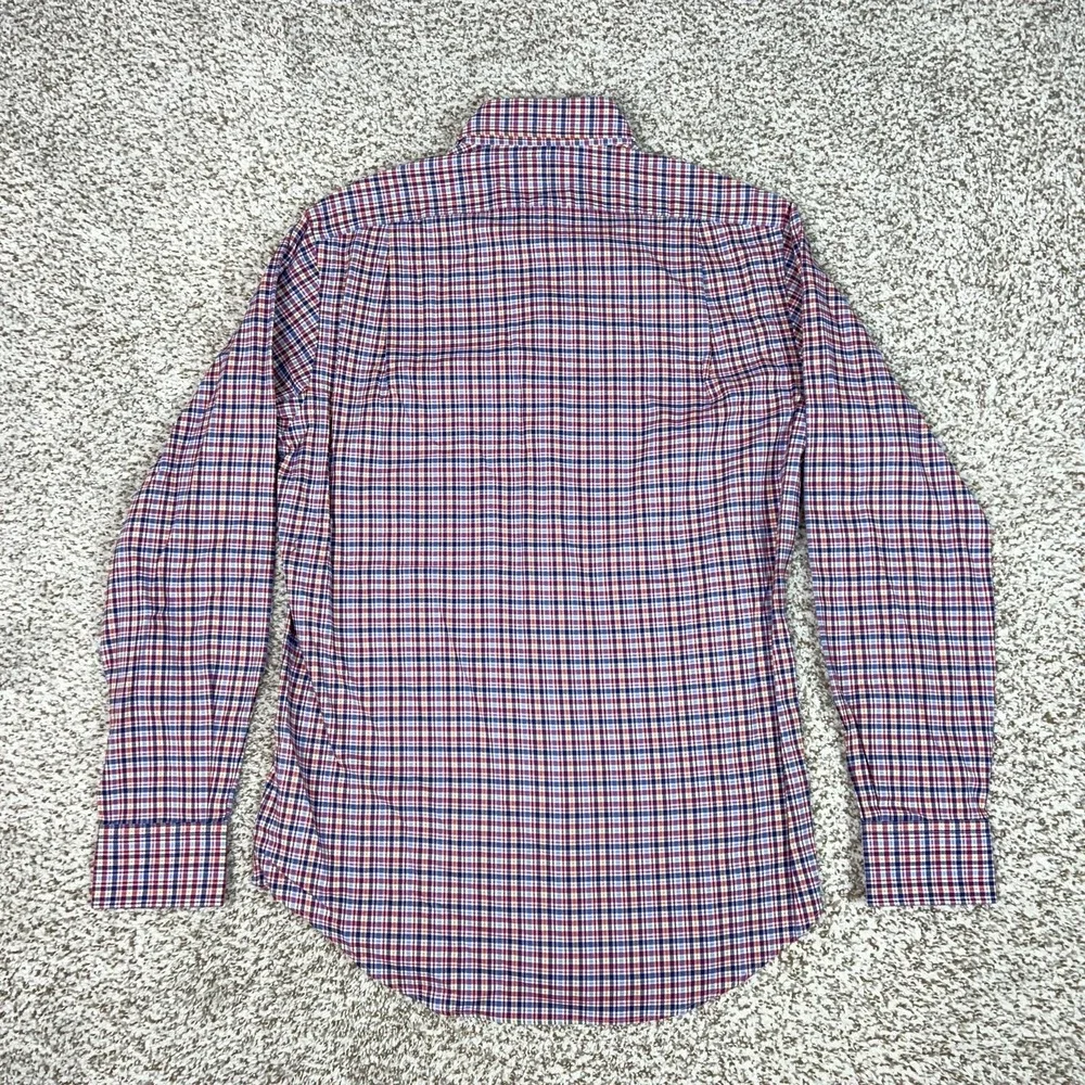 Polo Ralph Lauren Mens Shirt Small Red Blue Plaid Button Cotton Classic Fit Pony